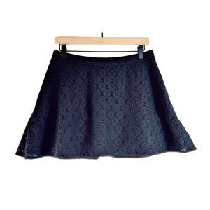 Black Lace Mini Skirt sz L by L'Amour Flared Eyelet Shell Floral Shater